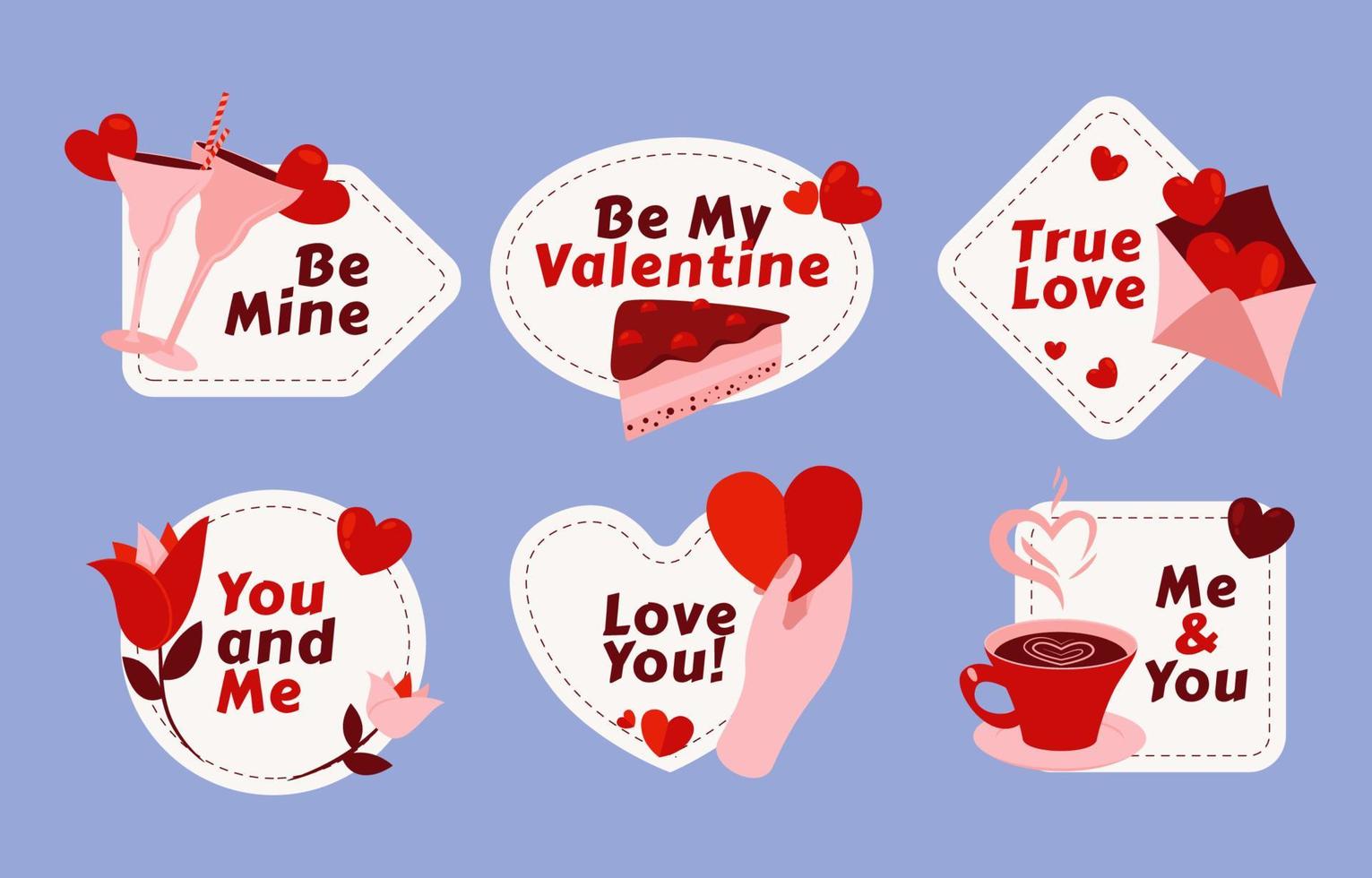 Valentinstag Stickerset vektor