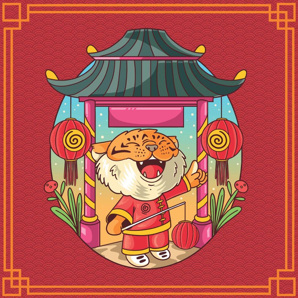 söt tiger fira kinesisk nyårsafton vektor