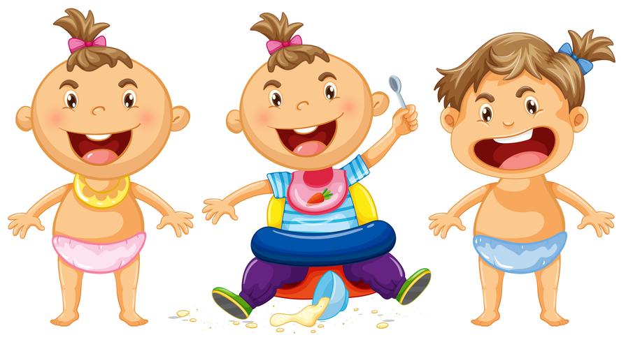 Drei Babys mit großem Lächeln vektor