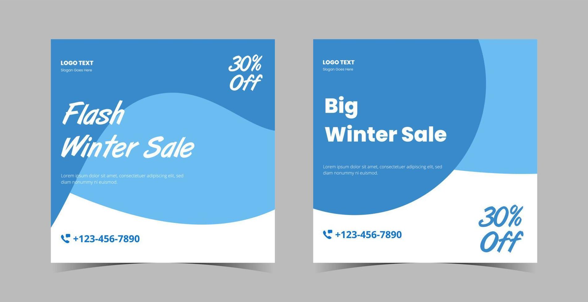 Winter Sale Social Media Post, Instagram Banner Design Template.Special Winter Sale Vektor Banner Set