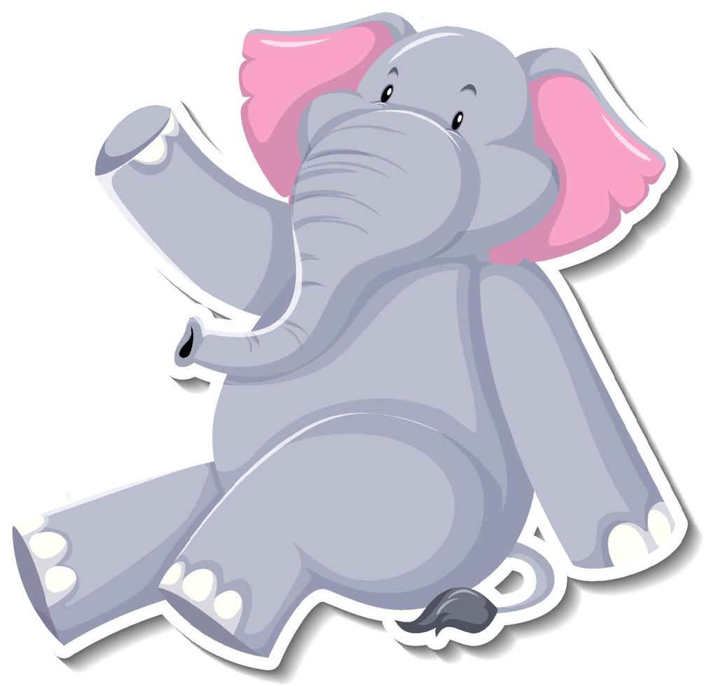 Elefant sitzt Cartoon-Figur auf weißem Hintergrund vektor