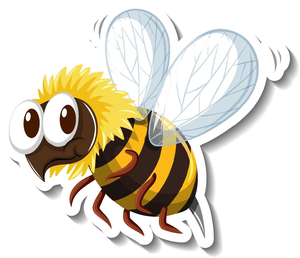 lustiger Bienen-Insekten-Cartoon-Aufkleber vektor