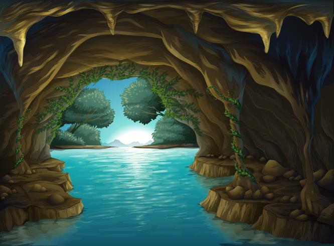 En grotta och ett vatten vektor