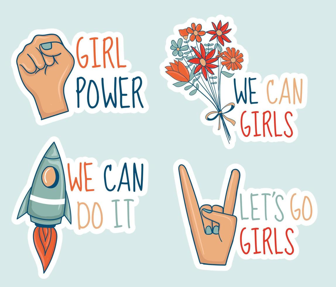 Girl Powers Sticker Sammlung vektor