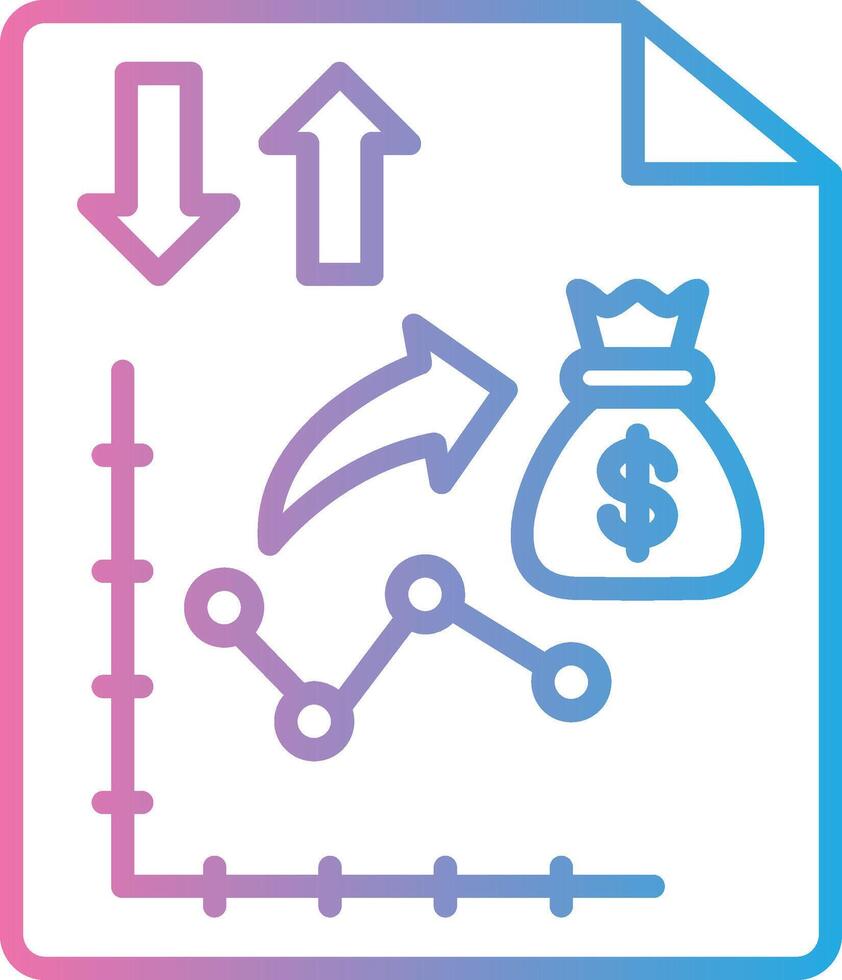 pengar strategi linje lutning ikon design vektor