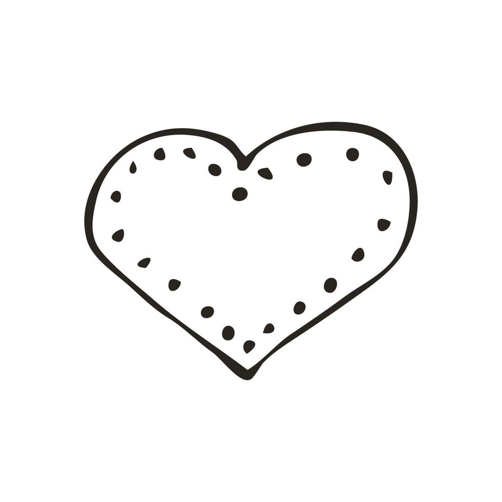 Doodle-Herz-Symbol. Liebessymbol. niedliche handgezeichnete Vektorgrafik isoliert auf weißem Hintergrund. einfaches Zeichen im Umrissstil. Kunstskizzenmuster vektor