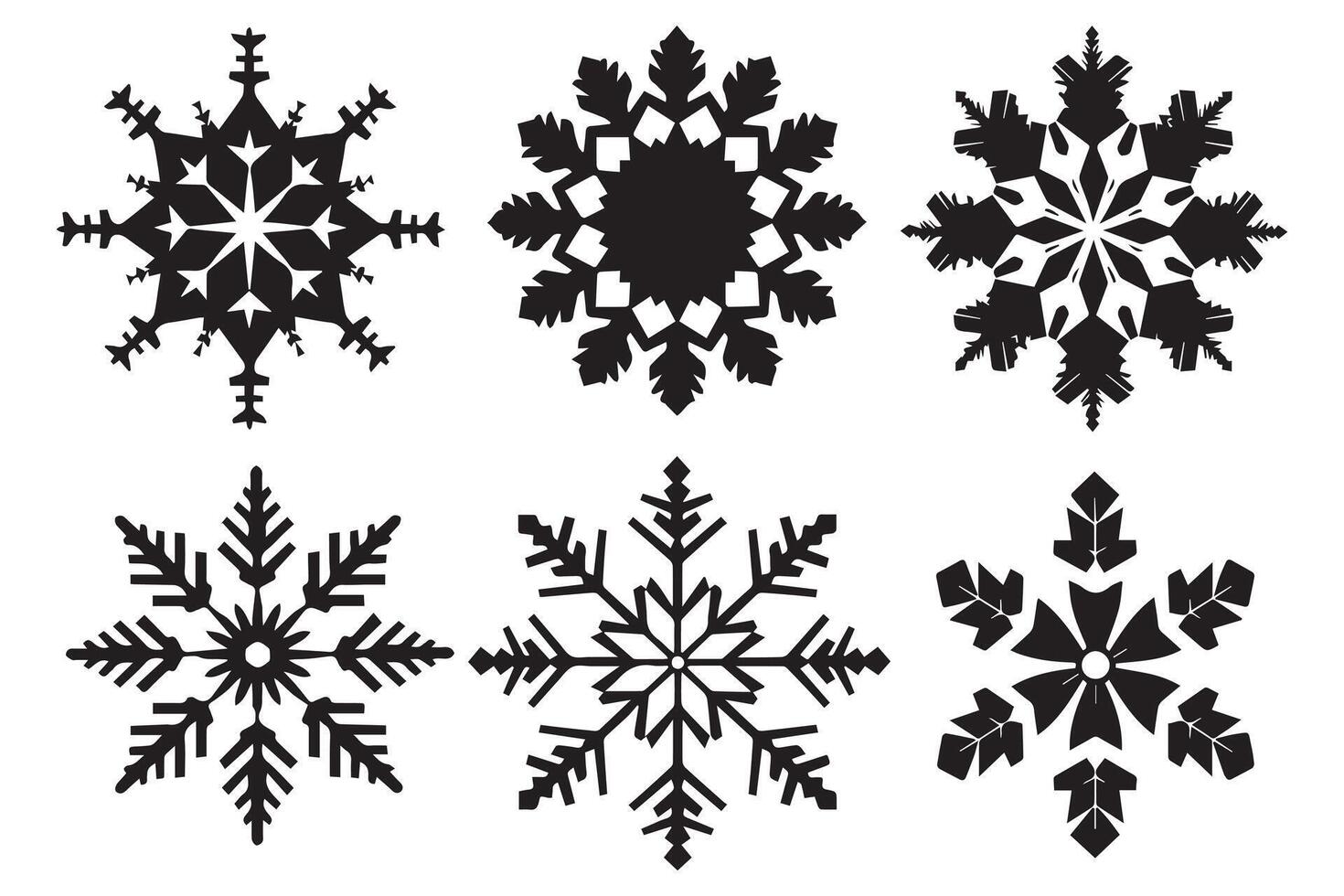 snöflinga vinter- svart silhuett på vit bakgrund vektor