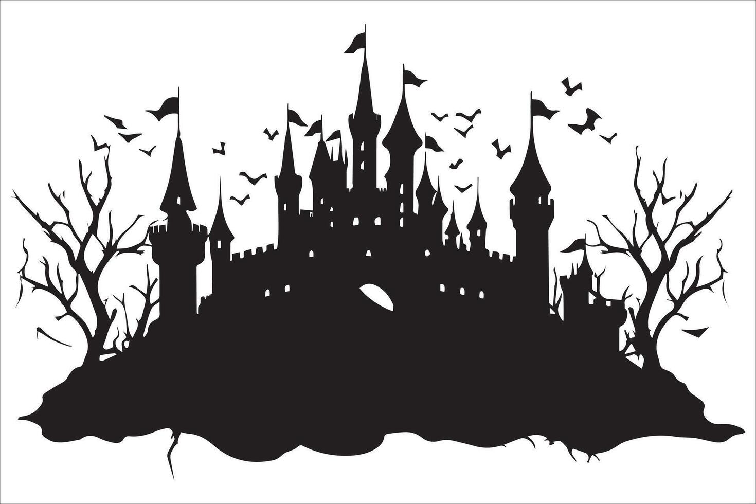 Halloween Hexe Haus Silhouette Design Profi vektor