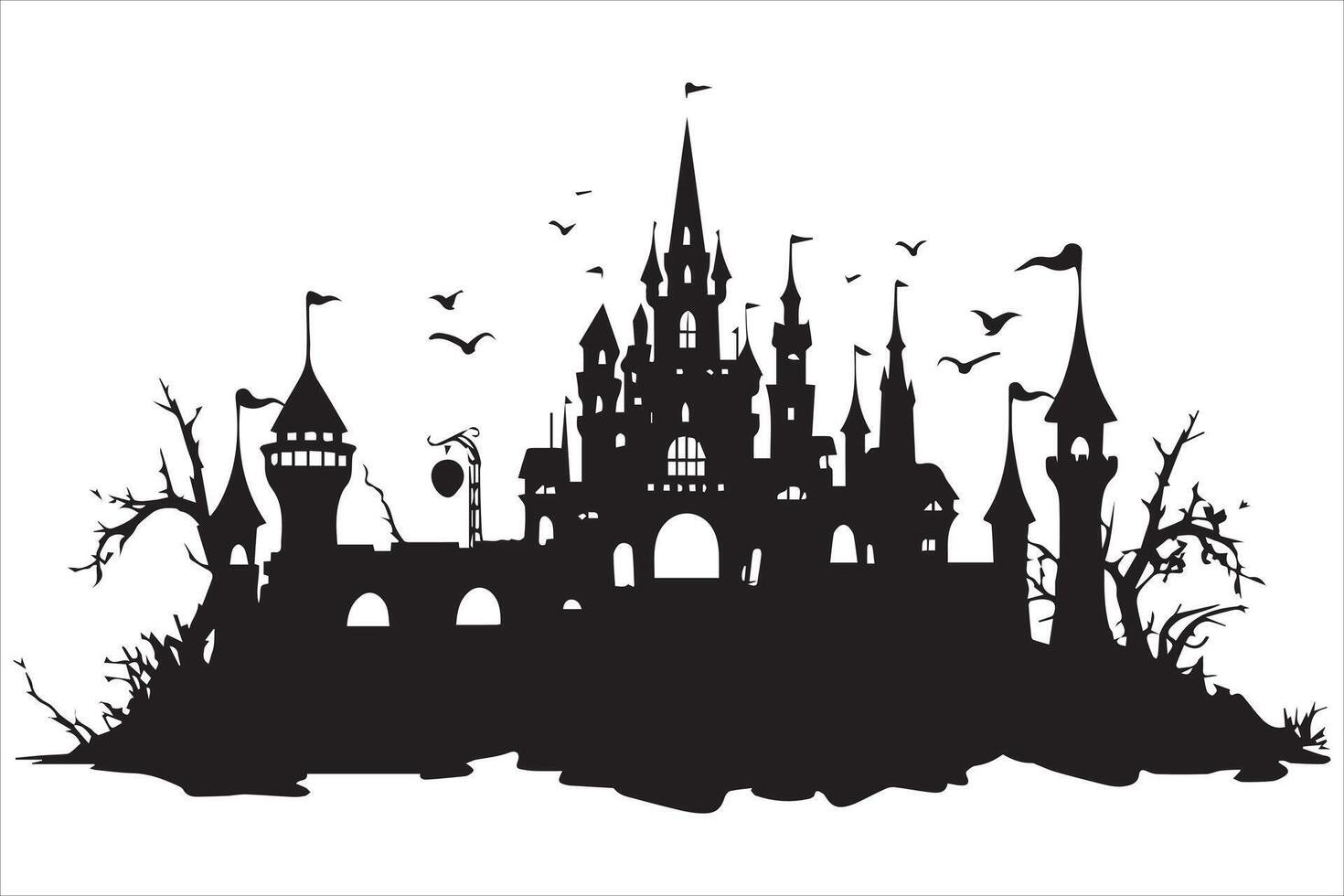 Halloween Hexe Haus schwarz Silhouette kostenlos vektor