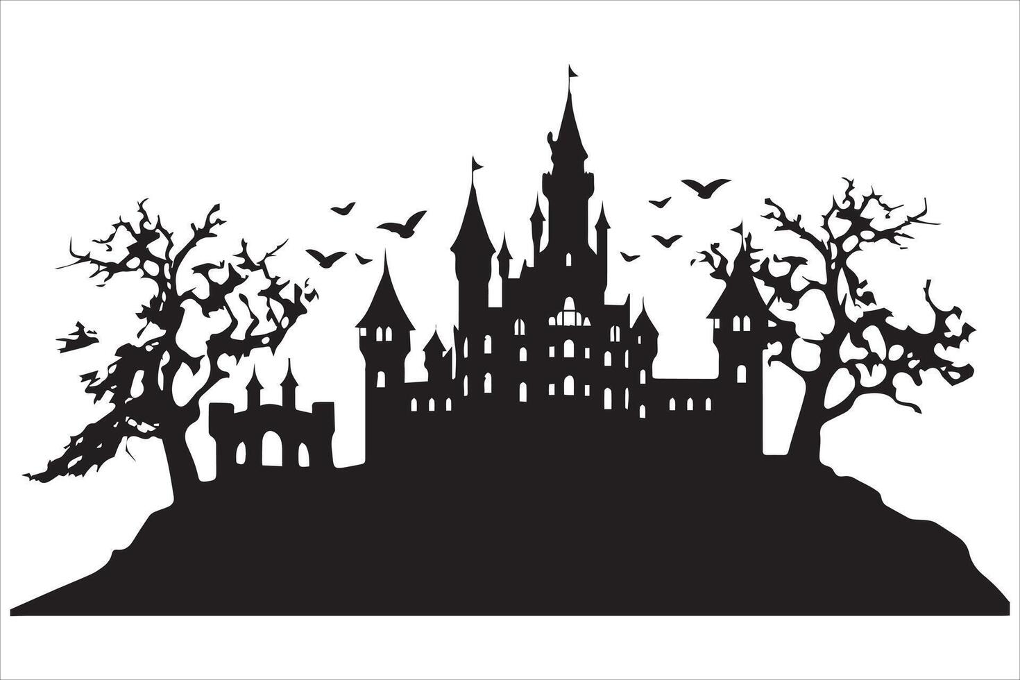 Halloween Hexe Haus schwarz Silhouette Profi vektor