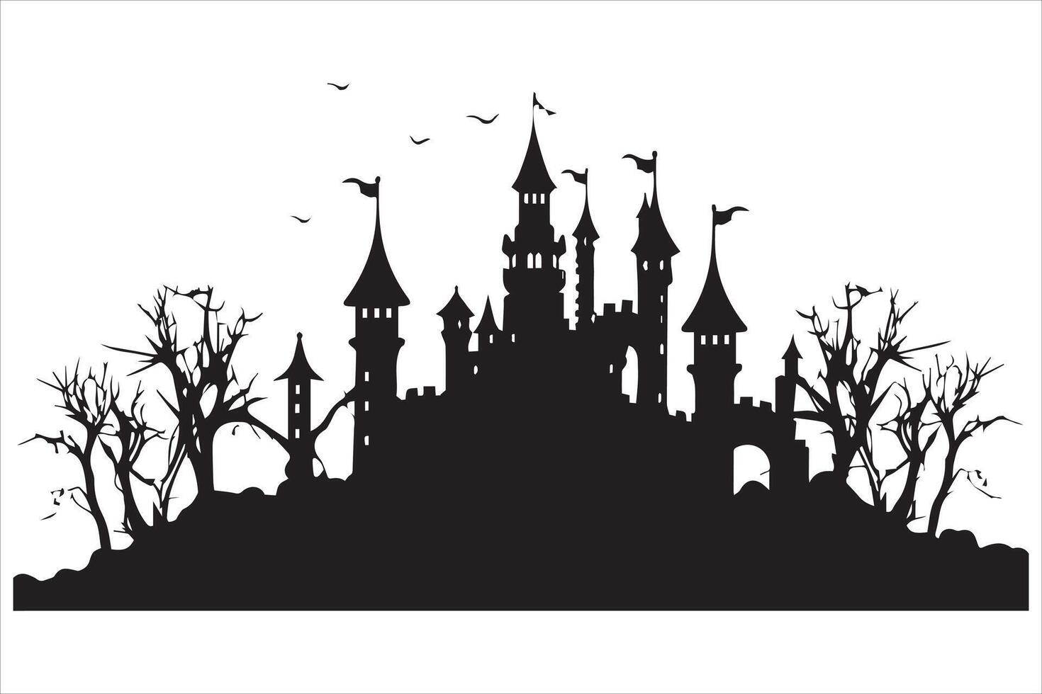 Halloween Hexe Haus Silhouette Design kostenlos vektor