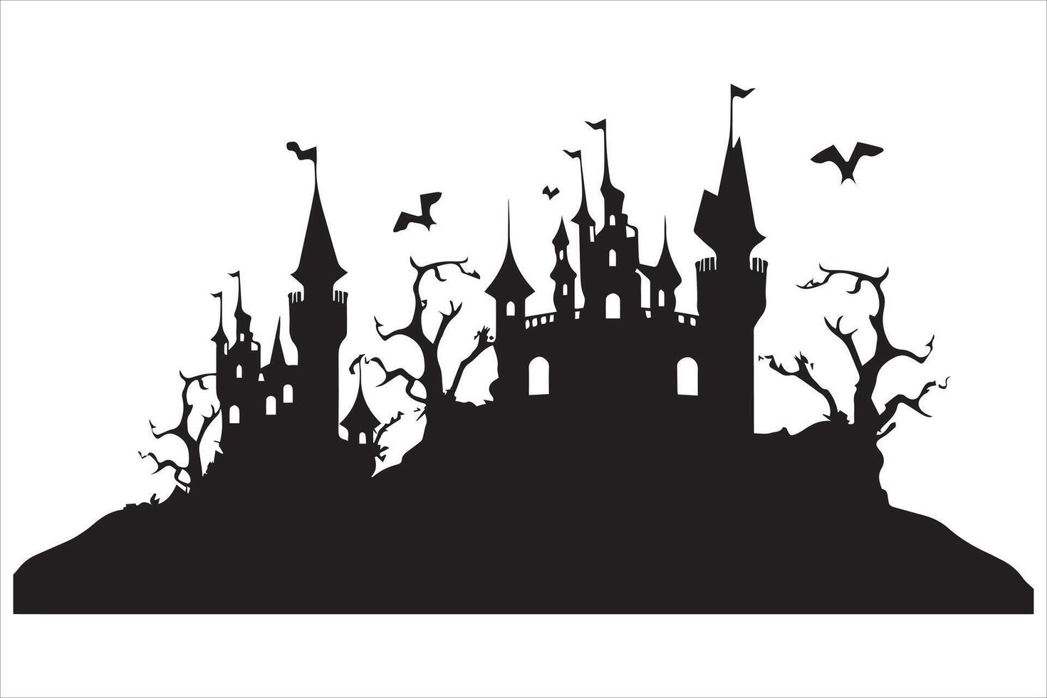 Halloween Hexe Haus schwarz Silhouette Profi vektor