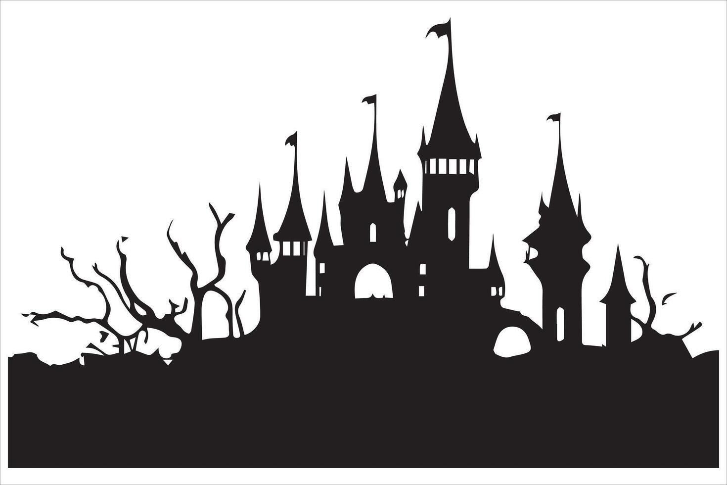 Halloween Hexe Haus Silhouette kostenlos vektor