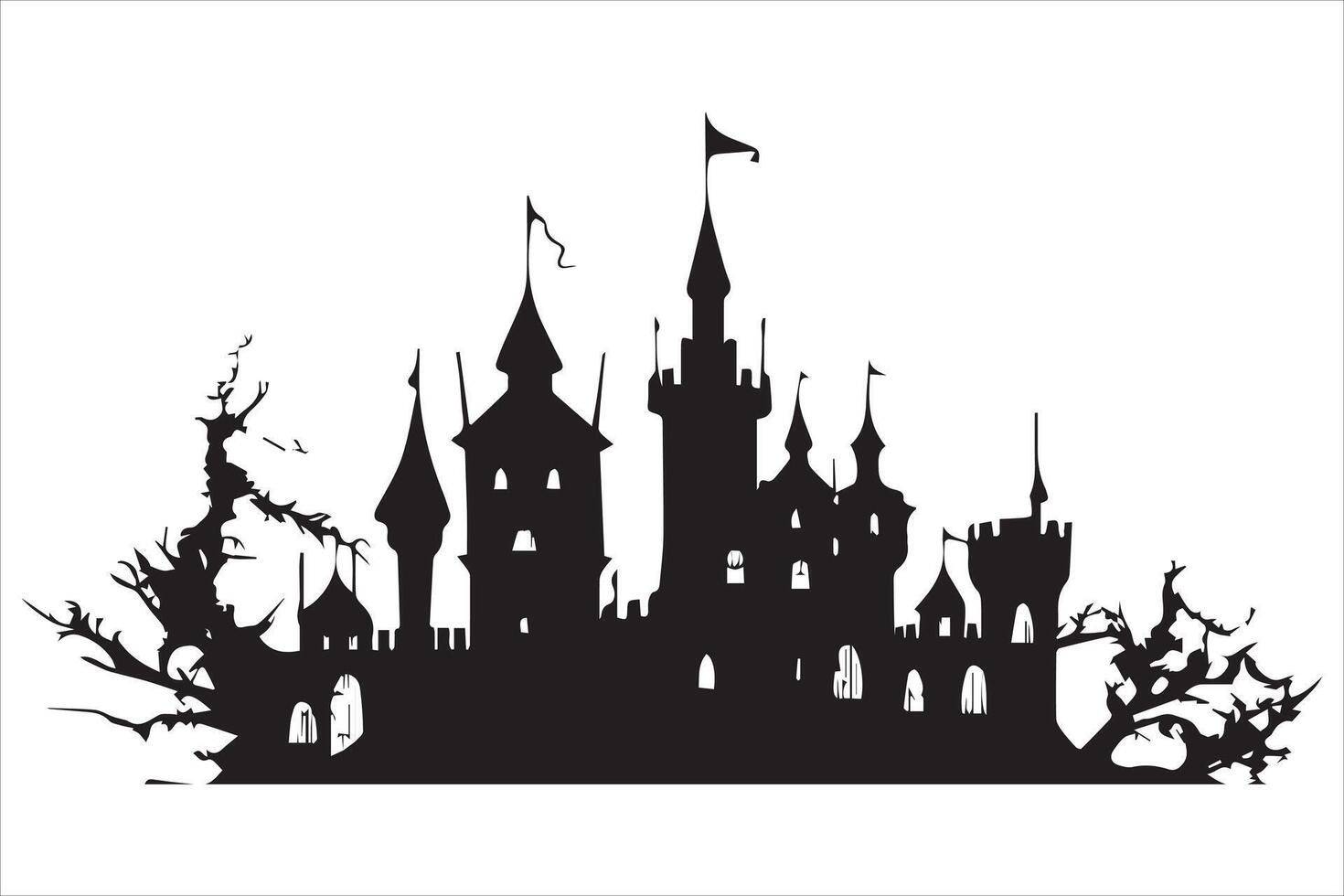 Halloween Hexe Haus schwarz Silhouette Profi vektor