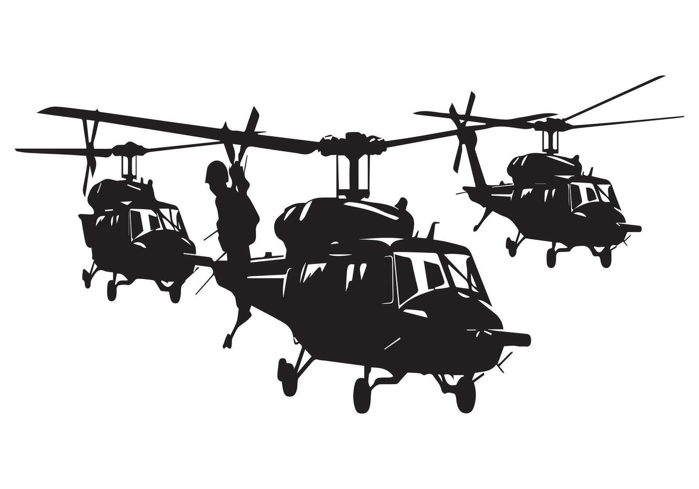 Militär- Hubschrauber Silhouette Profi bündeln vektor