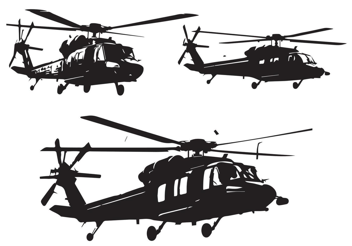 Militär- Hubschrauber Silhouette kostenlos bündeln vektor