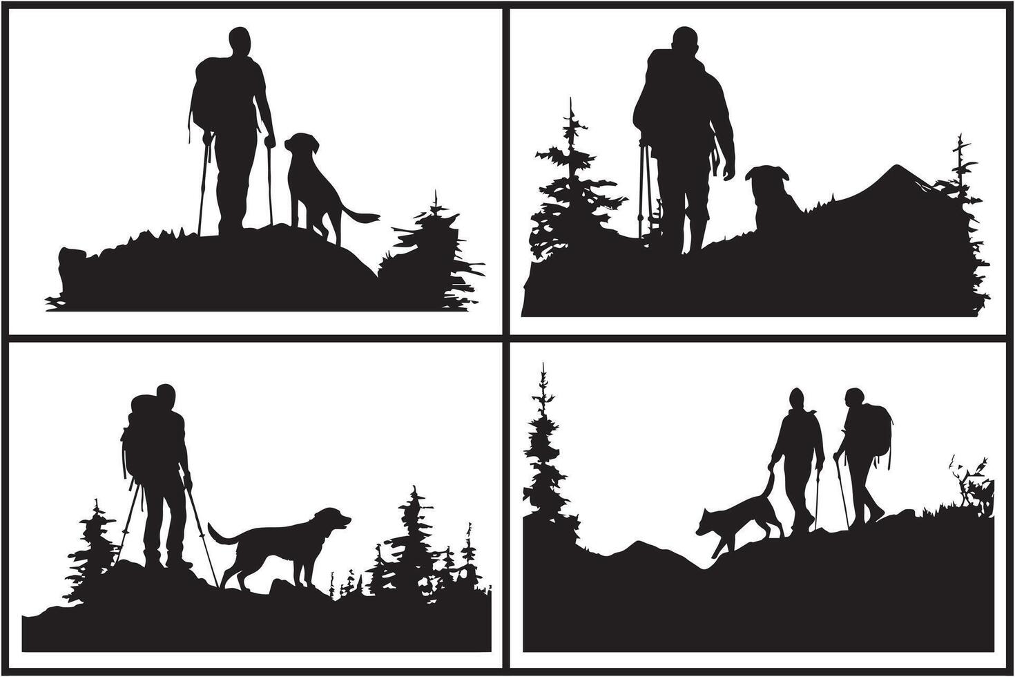 Silhouette von Mann mit Hund Weiß Hintergrund kostenlos vektor