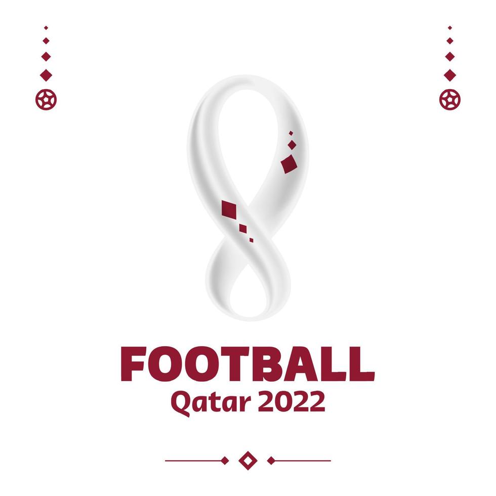 qatar 2022 fotbollstävling vektordesign. inte officiell logotyp qatar 2022 på vit bakgrundsmönster för banderoller, affischer, sociala medier kit, mallar, resultattavla. vektor