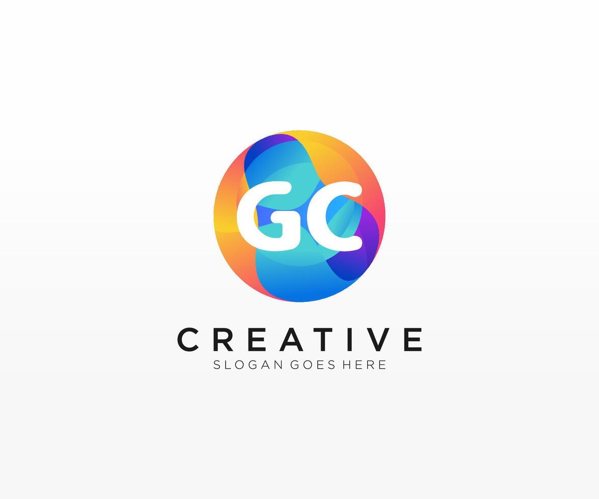 gc första logotyp med färgrik cirkel mall . vektor