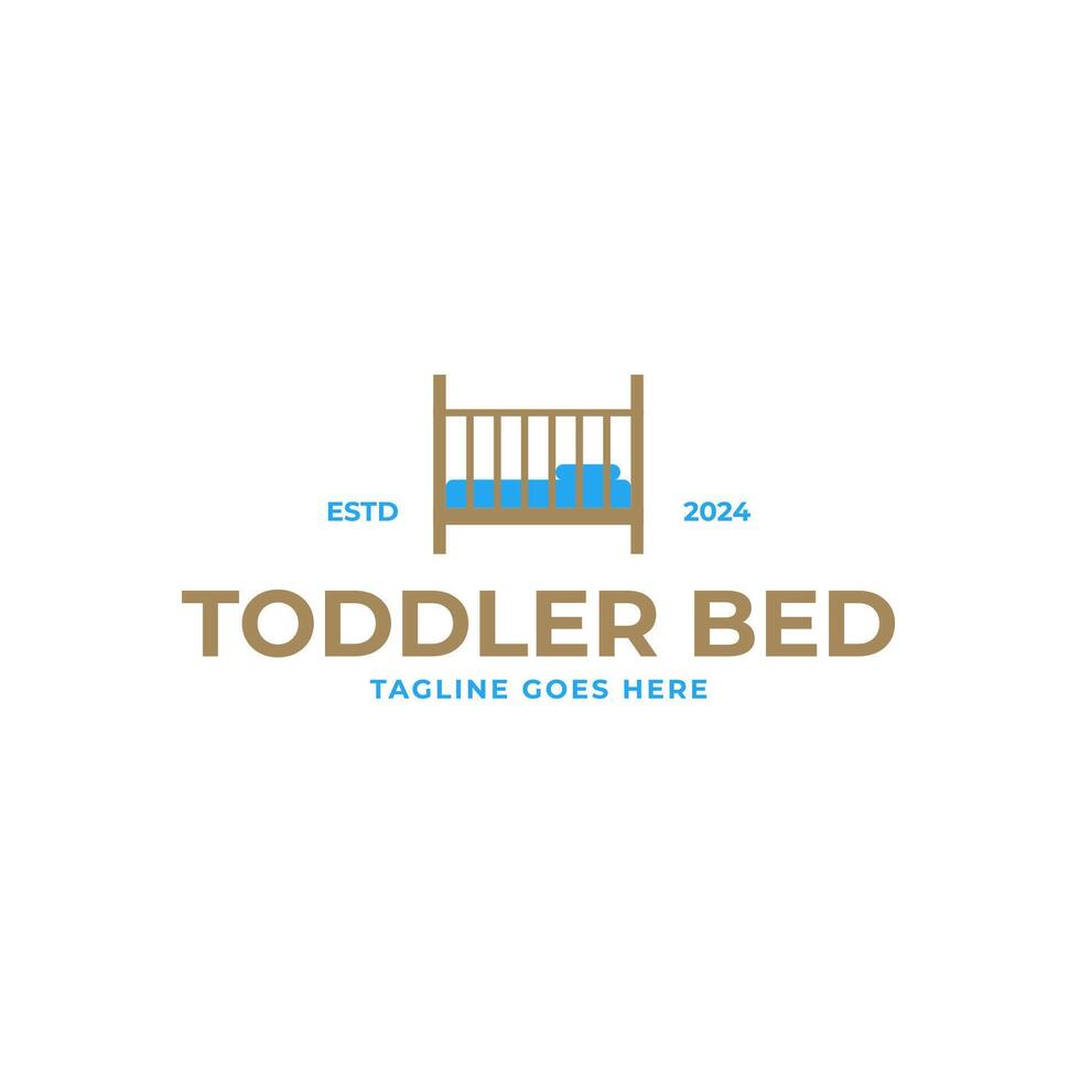 spjälsäng logotyp design för nyfödd spädbarn barn unge eller litet barn sovande säng illustration aning vektor