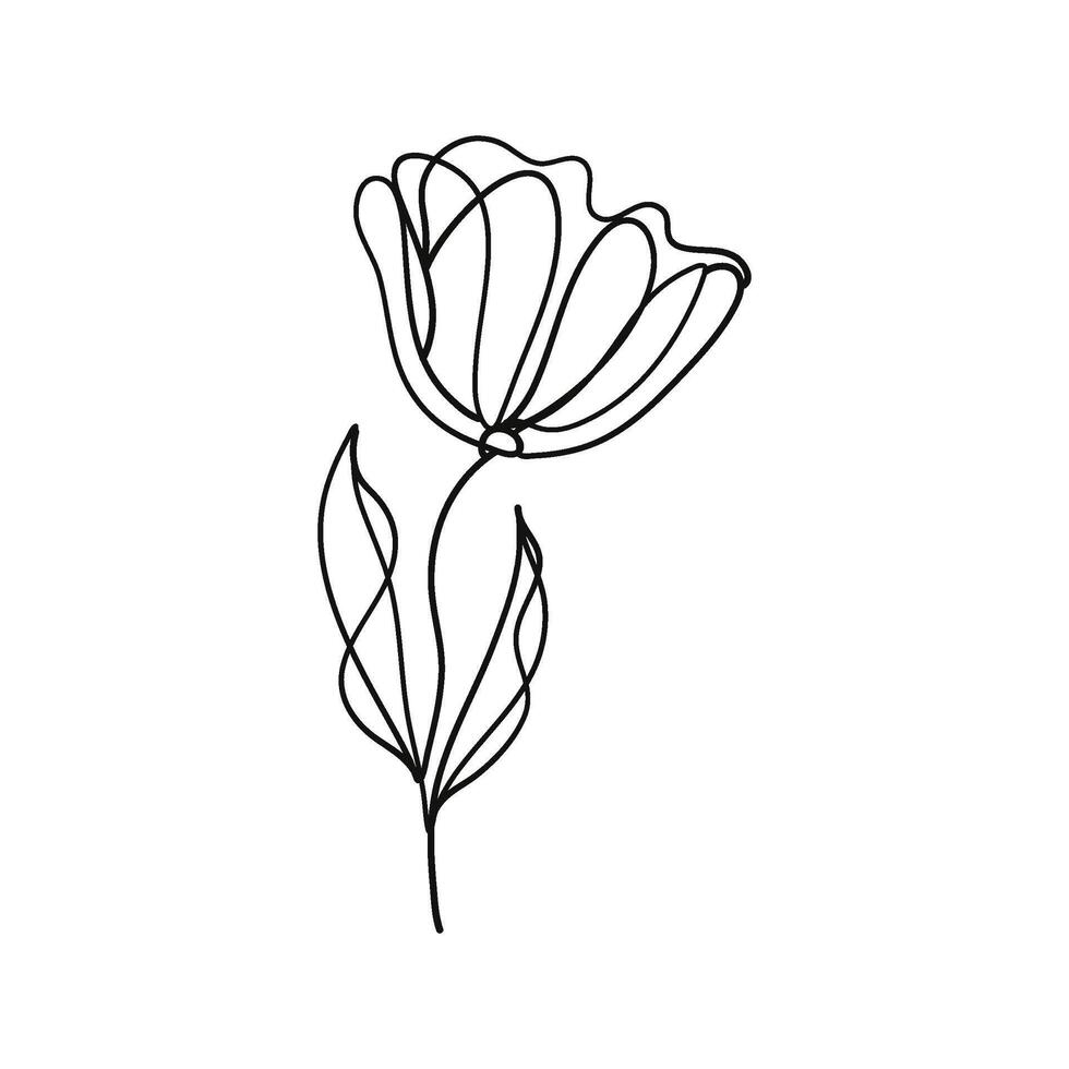 minimalistisch ästhetisch Blume Tulpe Gekritzel drucken zum Zuhause Dekor vektor
