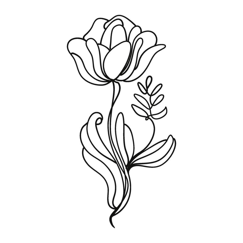 minimalistisk estetisk blomma tulpan klotter skriva ut för Hem dekor vektor