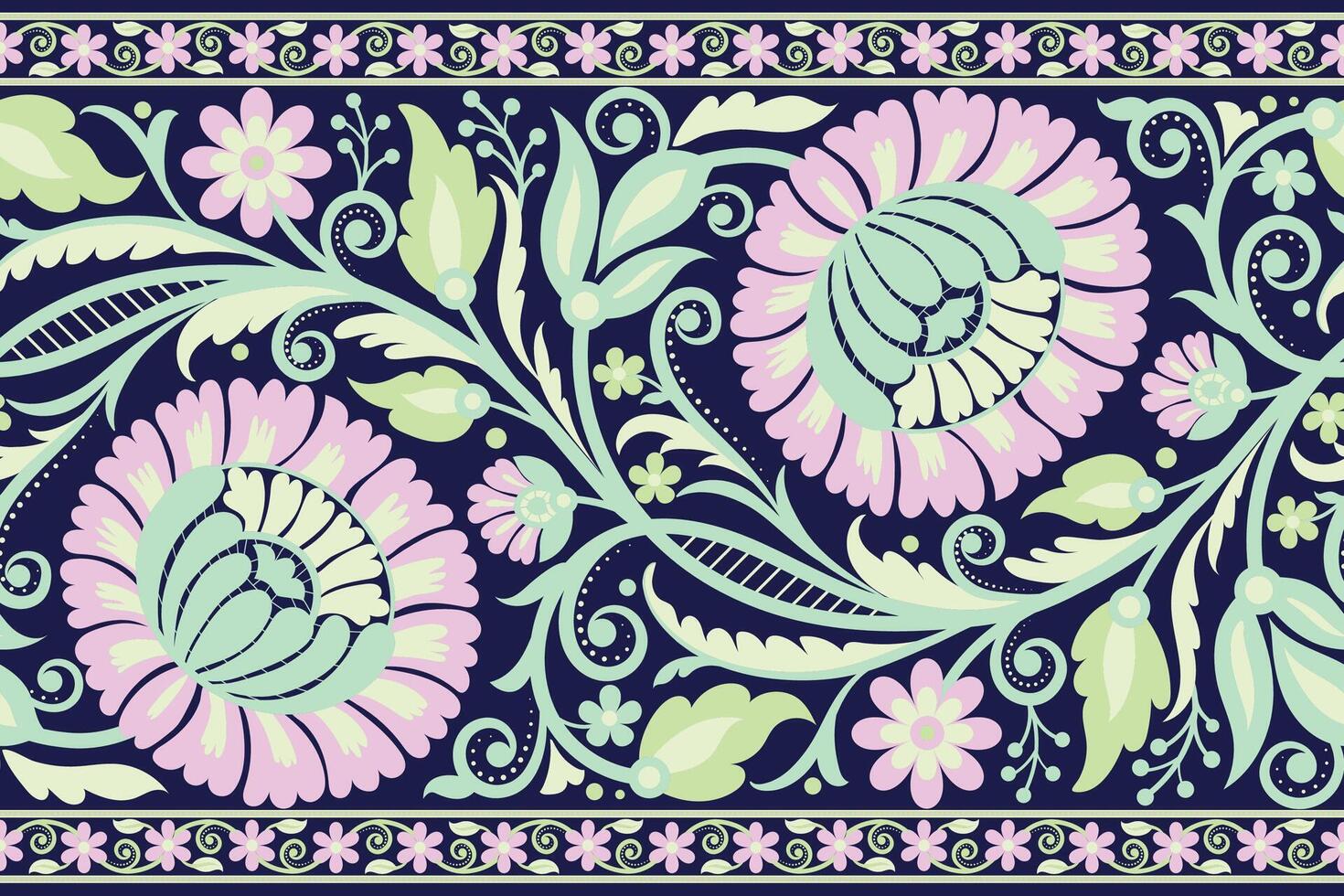 Blumen- nahtlos Hintergrund geometrisch ethnisch orientalisch Ikat nahtlos Muster traditionell Design zum Hintergrund, Teppich, Hintergrund, Kleidung, Verpackung, Batik, Stoff, Illustration Stickerei Stil. vektor