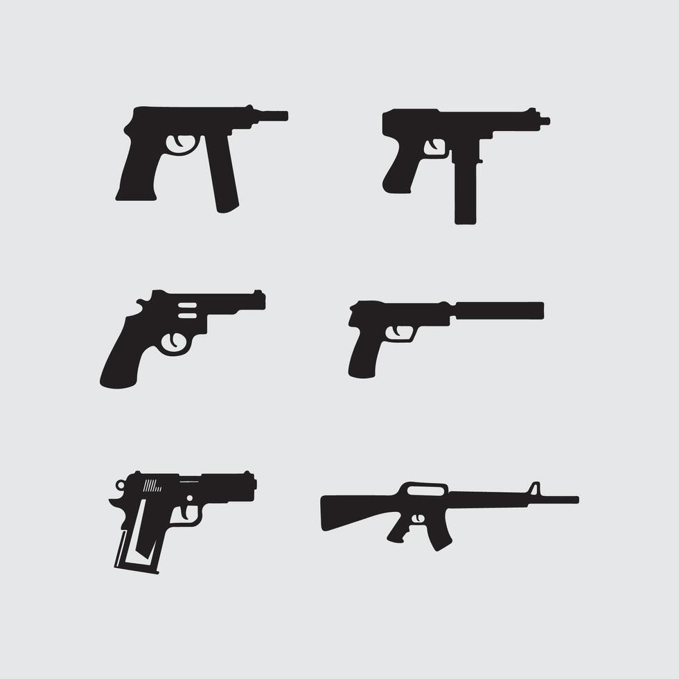 pistol logotyp ikon och taktisk design guns illustration vektor