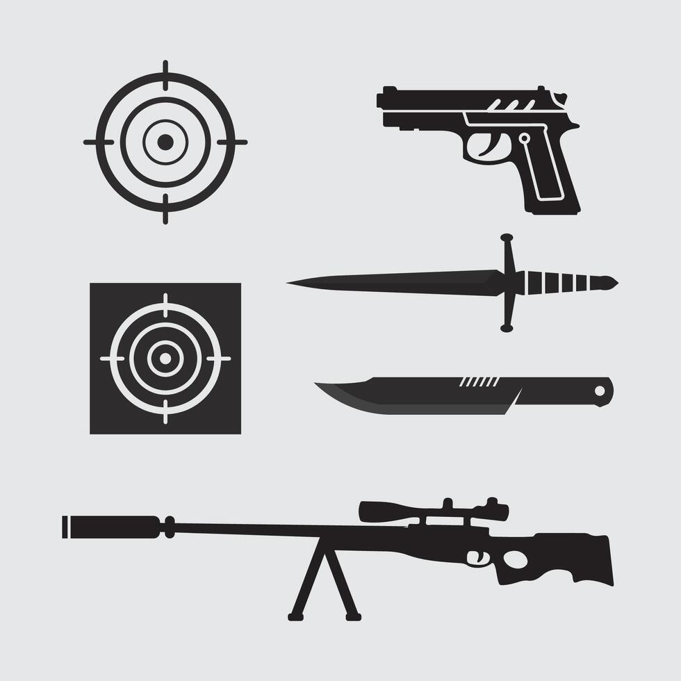 pistol logotyp ikon och taktisk design guns illustration vektor