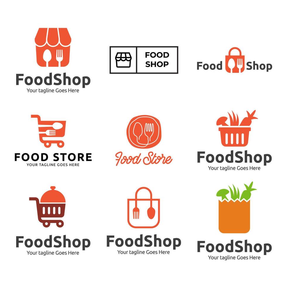 einstellen von Essen Geschäft oder Restaurant Logo zum Banner vektor