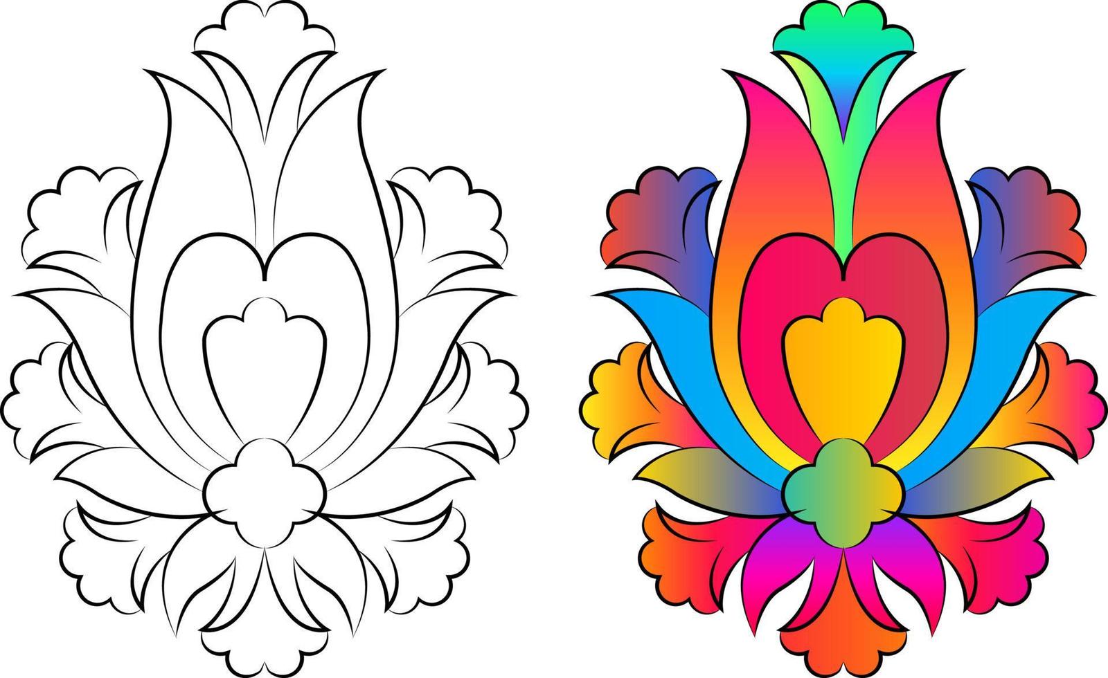 Stickerei. gestickte Designelemente mit Blumen und Blättern im Vintage-Stil auf weißem Hintergrund. Vektorillustration auf Lager vektor