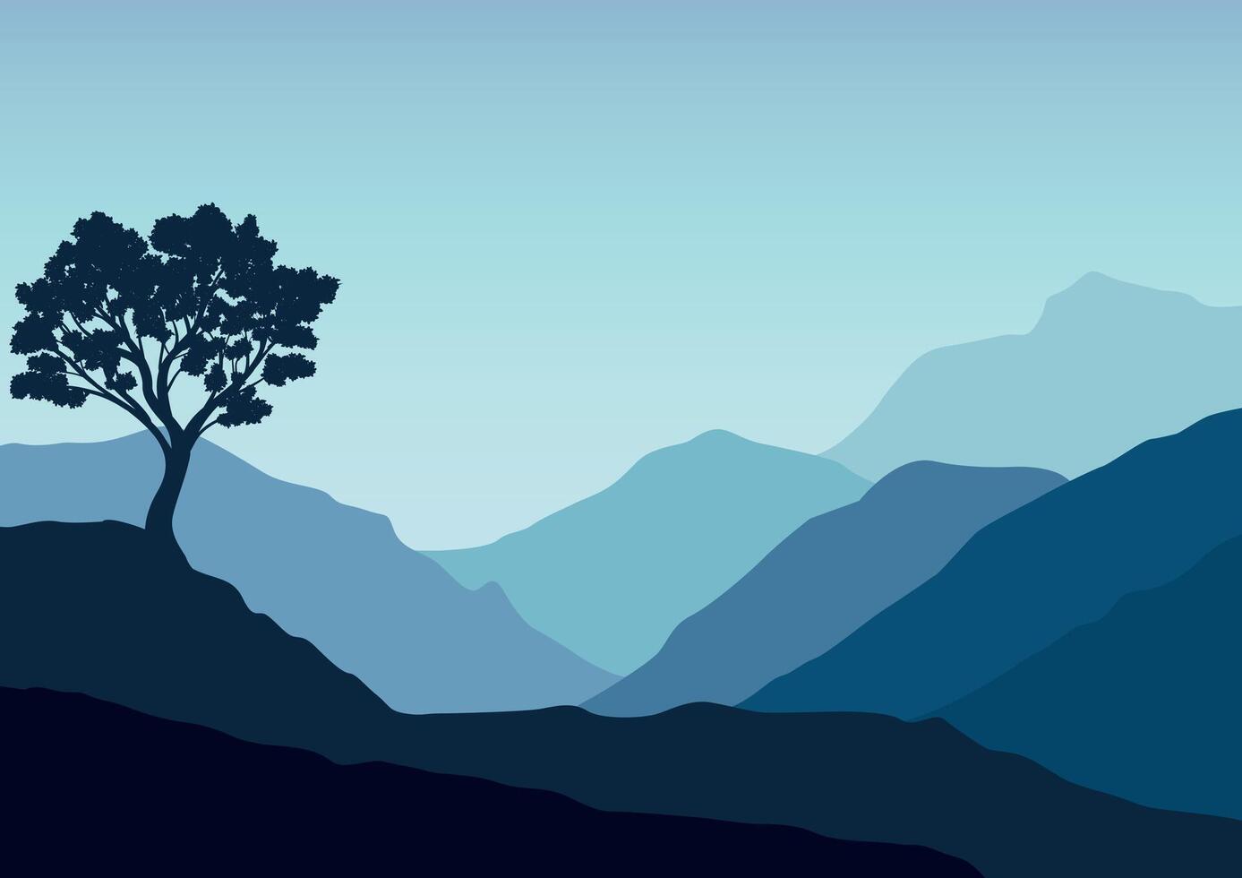 Berge Landschaft Panorama. Illustration im eben Stil. vektor