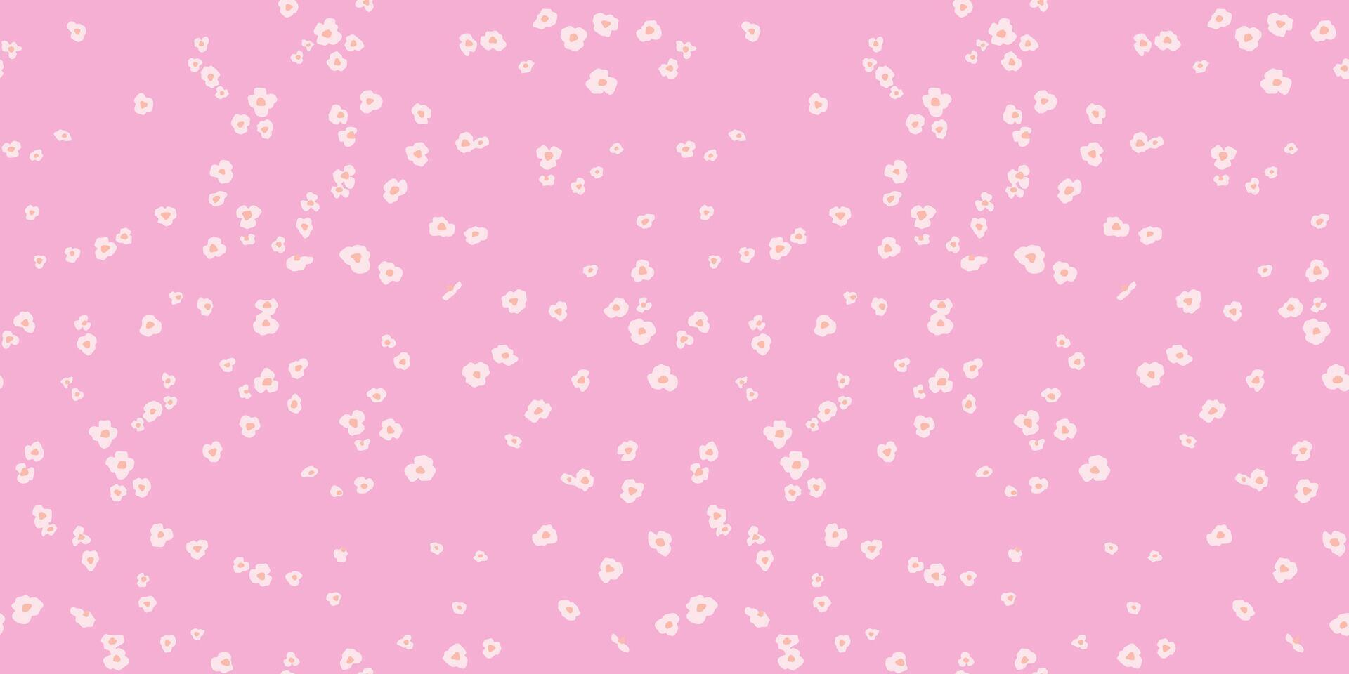 abstrakt winzig süß Blumen nahtlos Muster auf ein Rosa Hintergrund. Hand gezeichnet skizzieren. kreativ einfach Polka Punkte, Tropfen, Flecken Drucken. Vorlage zum Entwürfe, Textil, Oberfläche Design, Stoff vektor