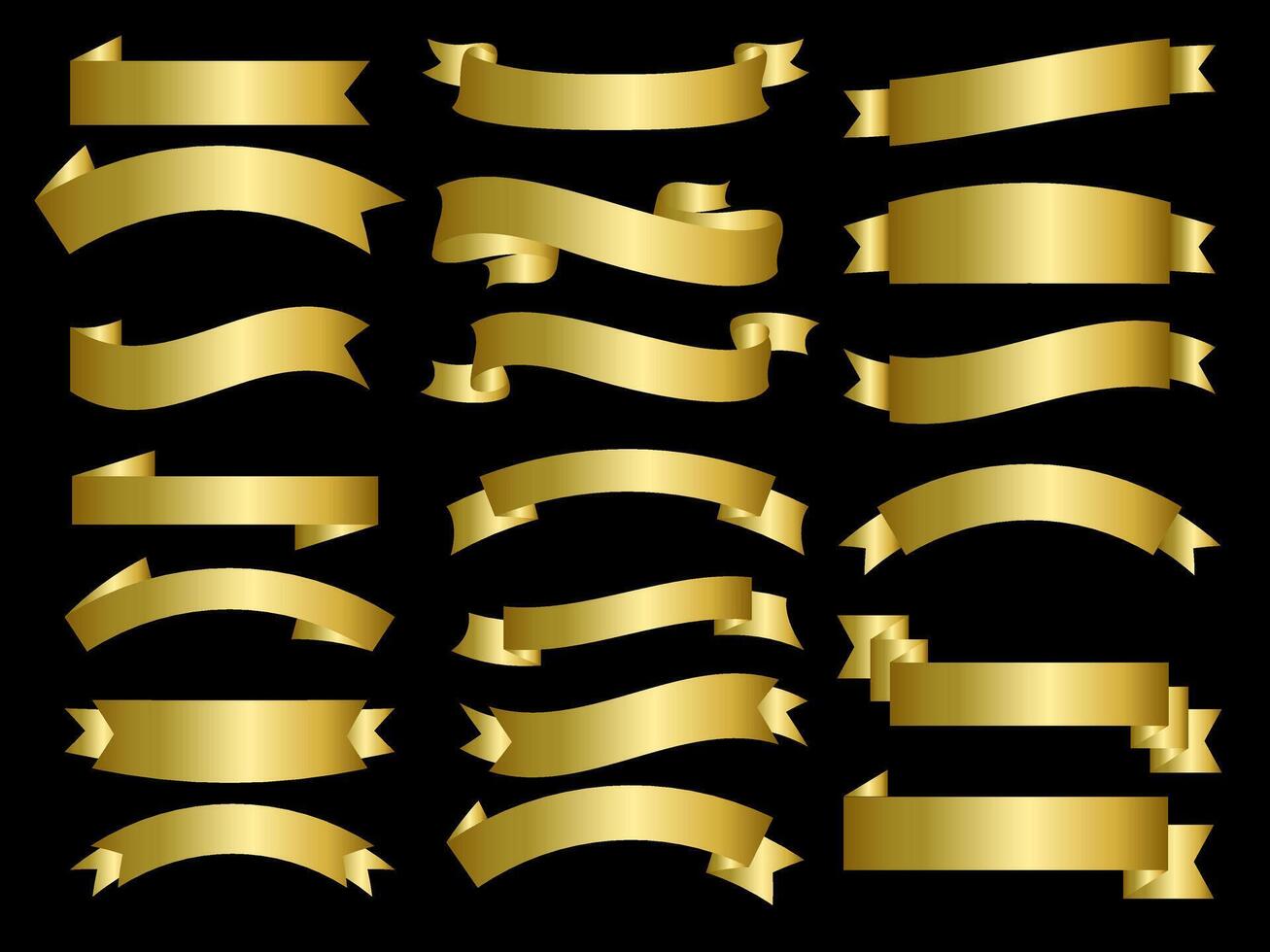 golden Farbe Band Elemente. Gold Gliederung modern einfach Bänder Sammlung. eben Banner Band zum dekorativ Design. Bänder, Banner, Abzeichen, Etiketten Design Elemente. vektor