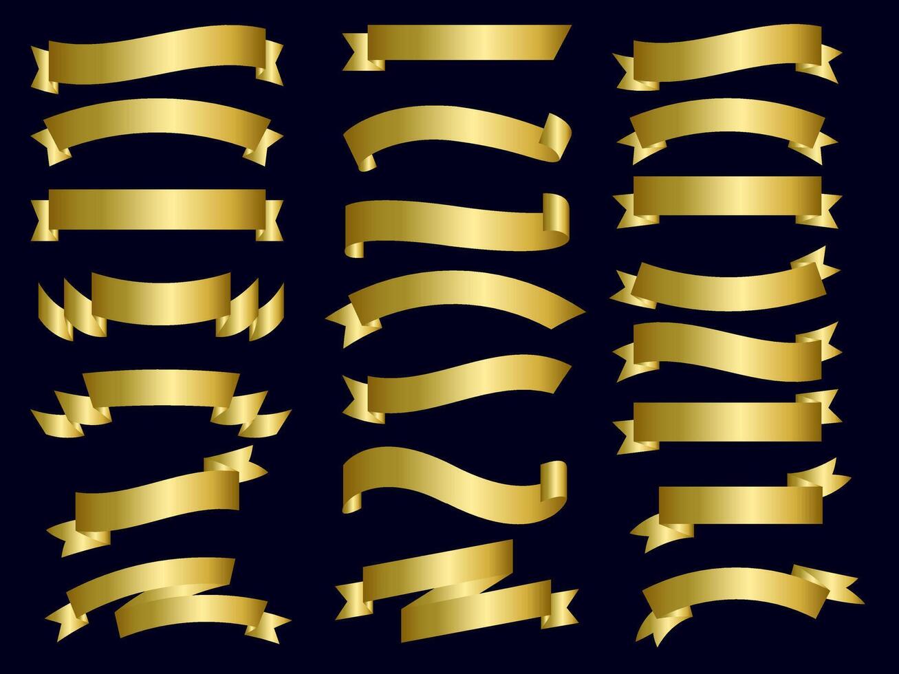 golden Farbe Band Elemente. Gold Gliederung modern einfach Bänder Sammlung. eben Banner Band zum dekorativ Design. Bänder, Banner, Abzeichen, Etiketten Design Elemente. vektor