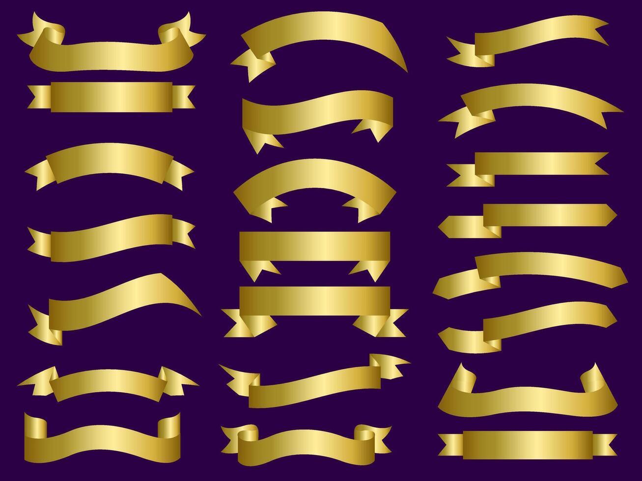 golden Farbe Band Elemente. Gold Gliederung modern einfach Bänder Sammlung. eben Banner Band zum dekorativ Design. Bänder, Banner, Abzeichen, Etiketten Design Elemente. vektor