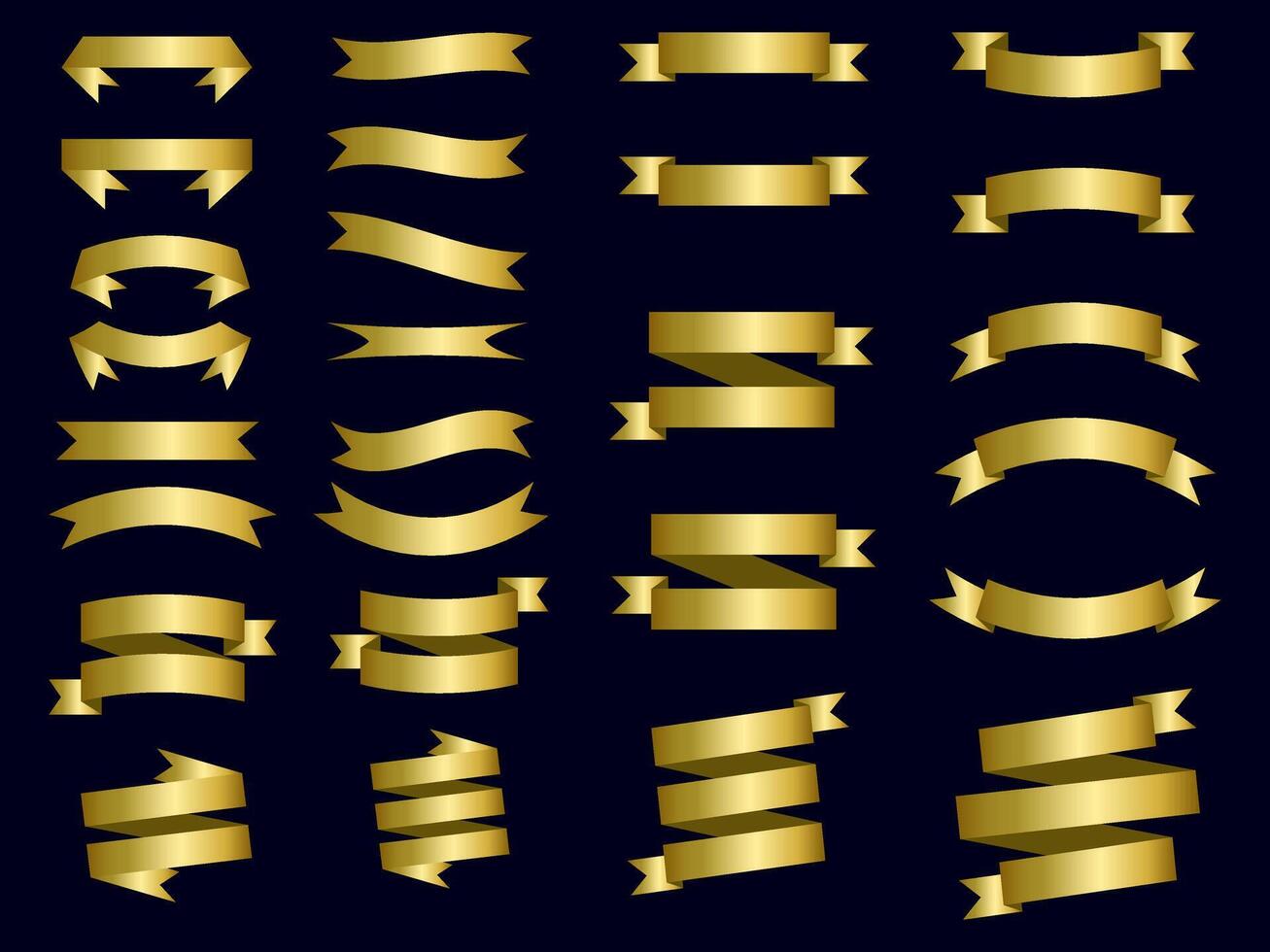 golden Farbe Band Elemente. Gold Gliederung modern einfach Bänder Sammlung. eben Banner Band zum dekorativ Design. Bänder, Banner, Abzeichen, Etiketten Design Elemente. vektor