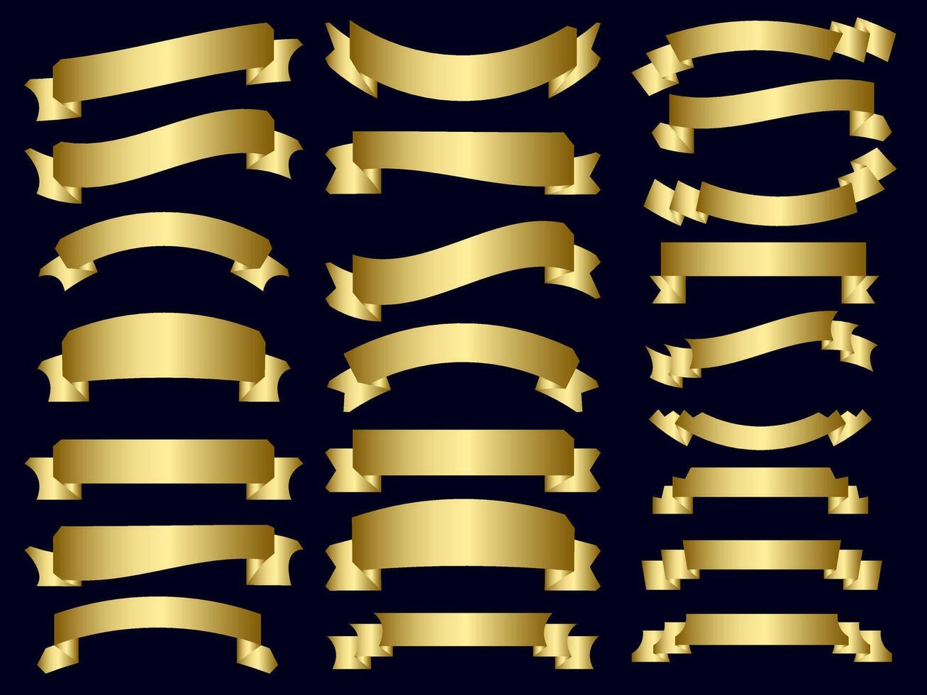 golden Farbe Band Elemente. Gold Gliederung modern einfach Bänder Sammlung. eben Banner Band zum dekorativ Design. Bänder, Banner, Abzeichen, Etiketten Design Elemente. vektor