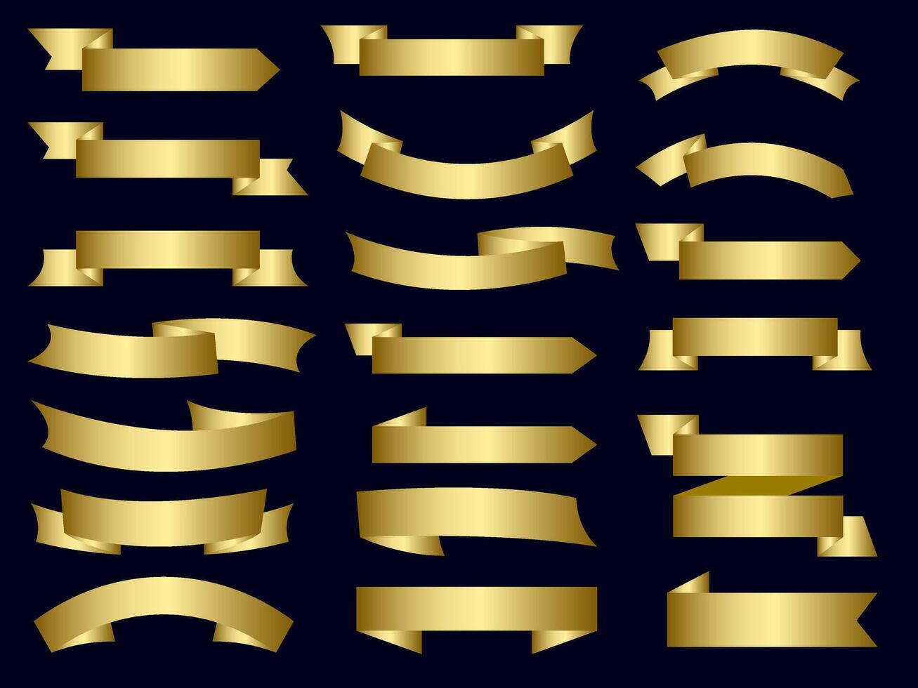 golden Farbe Band Elemente. Gold Gliederung modern einfach Bänder Sammlung. eben Banner Band zum dekorativ Design. Bänder, Banner, Abzeichen, Etiketten Design Elemente. vektor