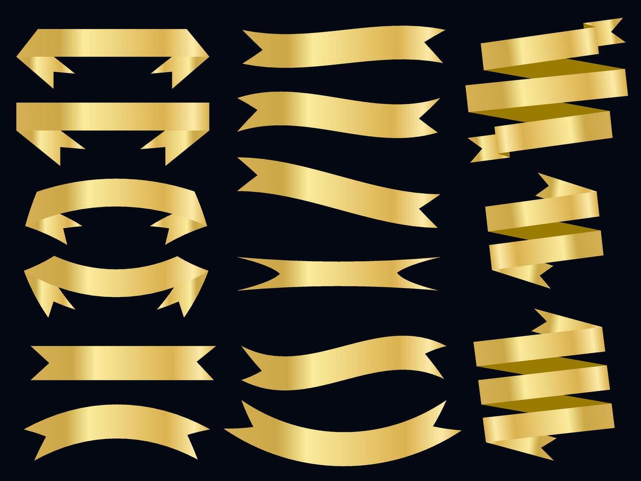 golden Farbe Band Elemente. Gold Gliederung modern einfach Bänder Sammlung. eben Banner Band zum dekorativ Design. Bänder, Banner, Abzeichen, Etiketten Design Elemente. vektor