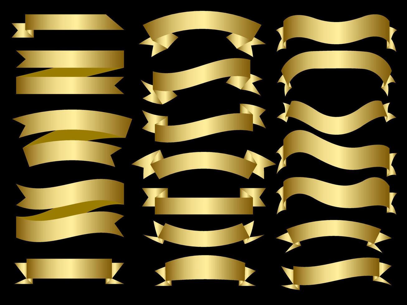 golden Farbe Band Elemente. Gold Gliederung modern einfach Bänder Sammlung. eben Banner Band zum dekorativ Design. Bänder, Banner, Abzeichen, Etiketten Design Elemente. vektor