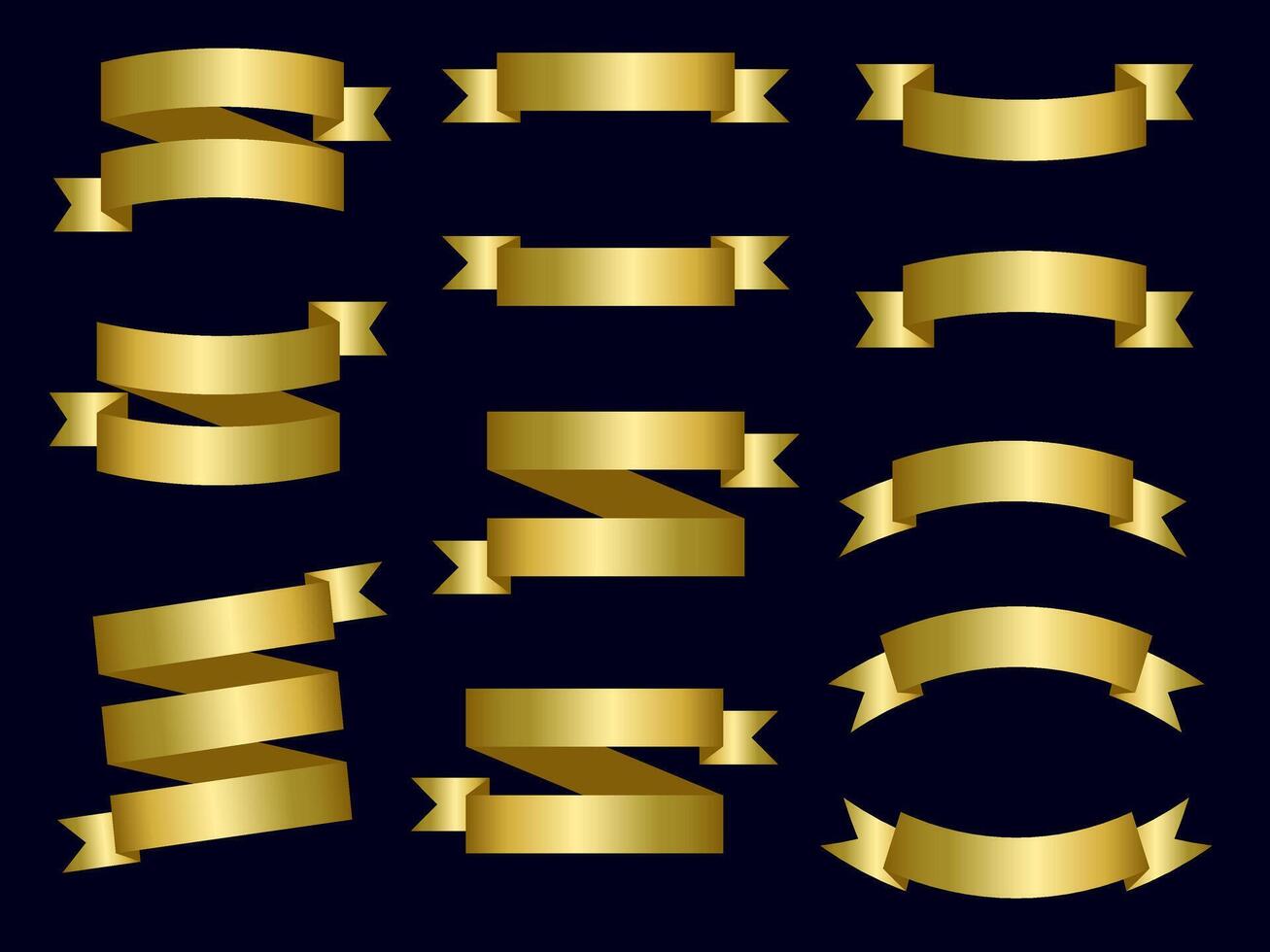 golden Farbe Band Elemente. Gold Gliederung modern einfach Bänder Sammlung. eben Banner Band zum dekorativ Design. Bänder, Banner, Abzeichen, Etiketten Design Elemente. vektor