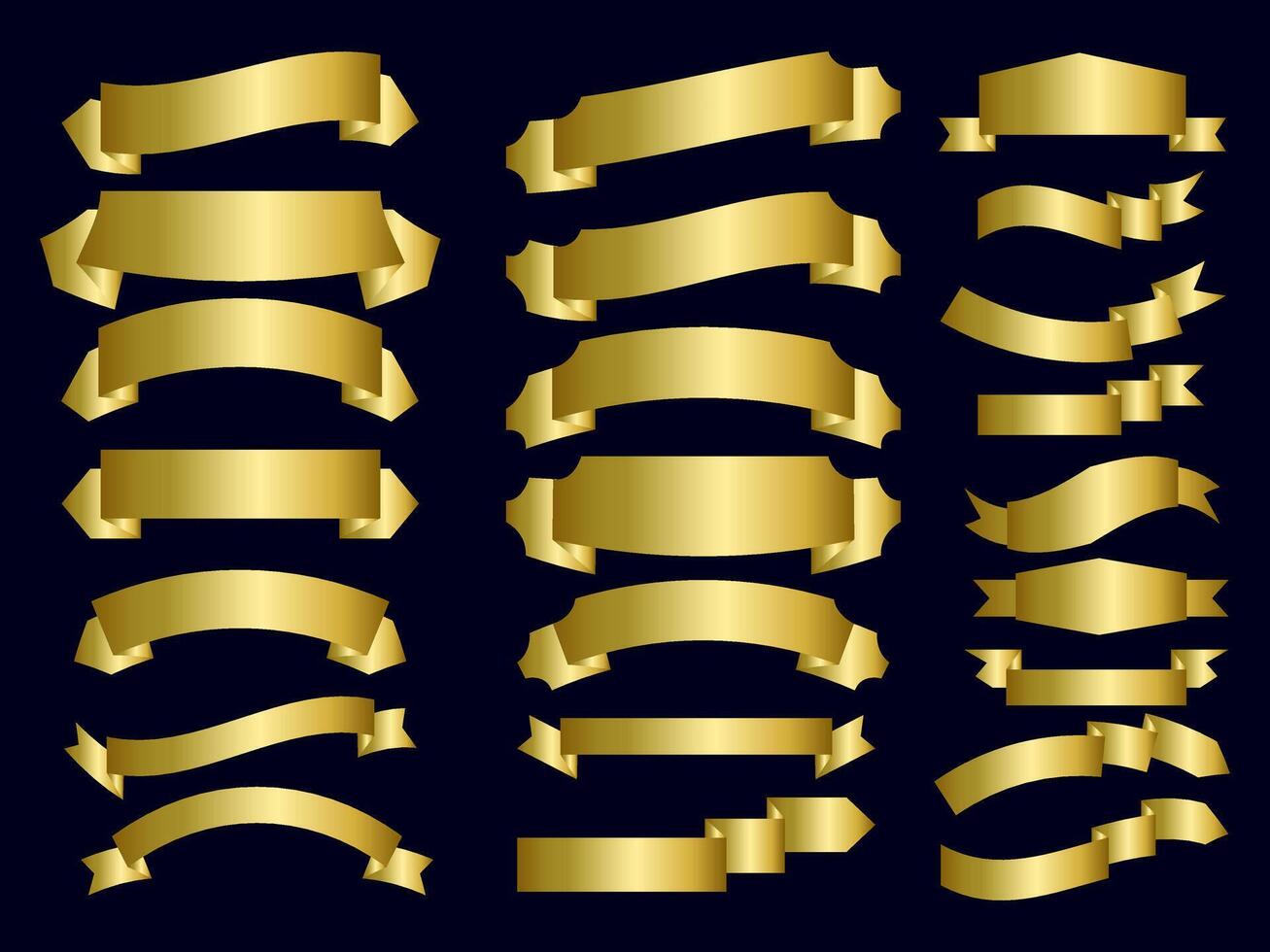 golden Farbe Band Elemente. Gold Gliederung modern einfach Bänder Sammlung. eben Banner Band zum dekorativ Design. Bänder, Banner, Abzeichen, Etiketten Design Elemente. vektor