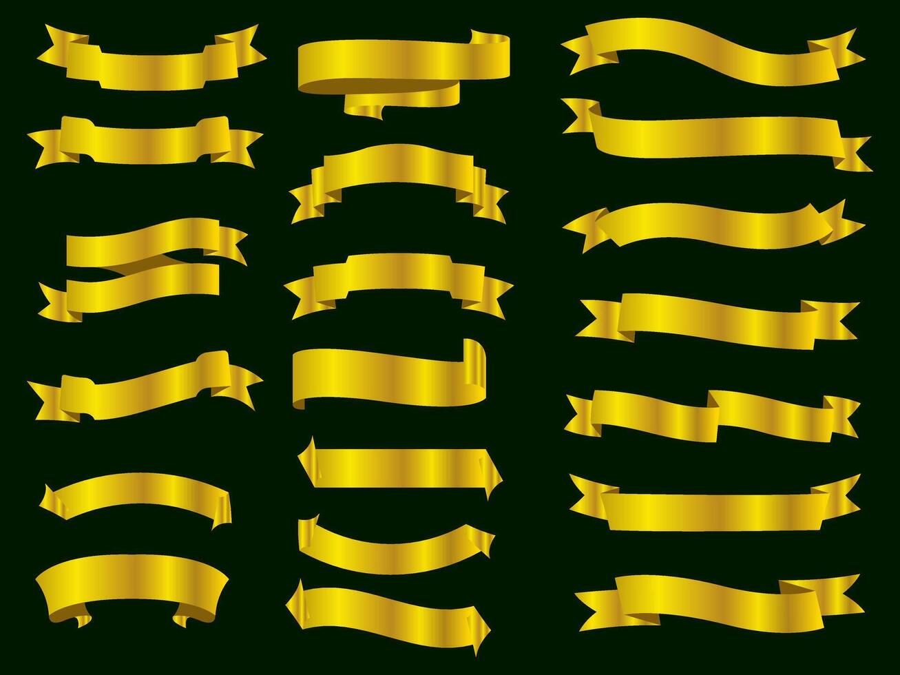 golden Farbe Band Elemente. Gold Gliederung modern einfach Bänder Sammlung. eben Banner Band zum dekorativ Design. Bänder, Banner, Abzeichen, Etiketten Design Elemente. vektor