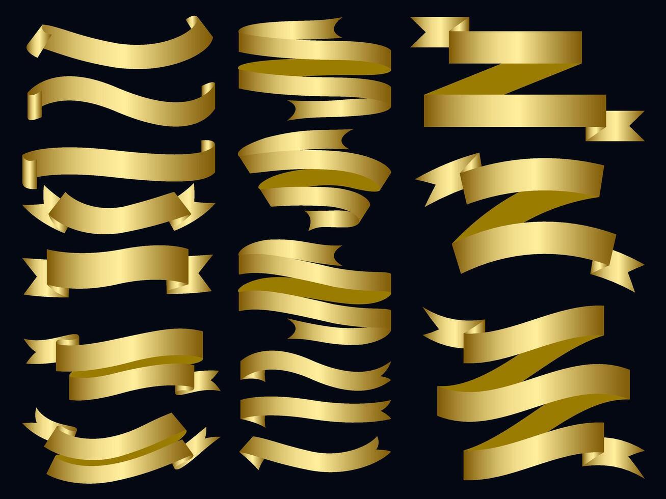 golden Farbe Band Elemente. Gold Gliederung modern einfach Bänder Sammlung. eben Banner Band zum dekorativ Design. Bänder, Banner, Abzeichen, Etiketten Design Elemente. vektor