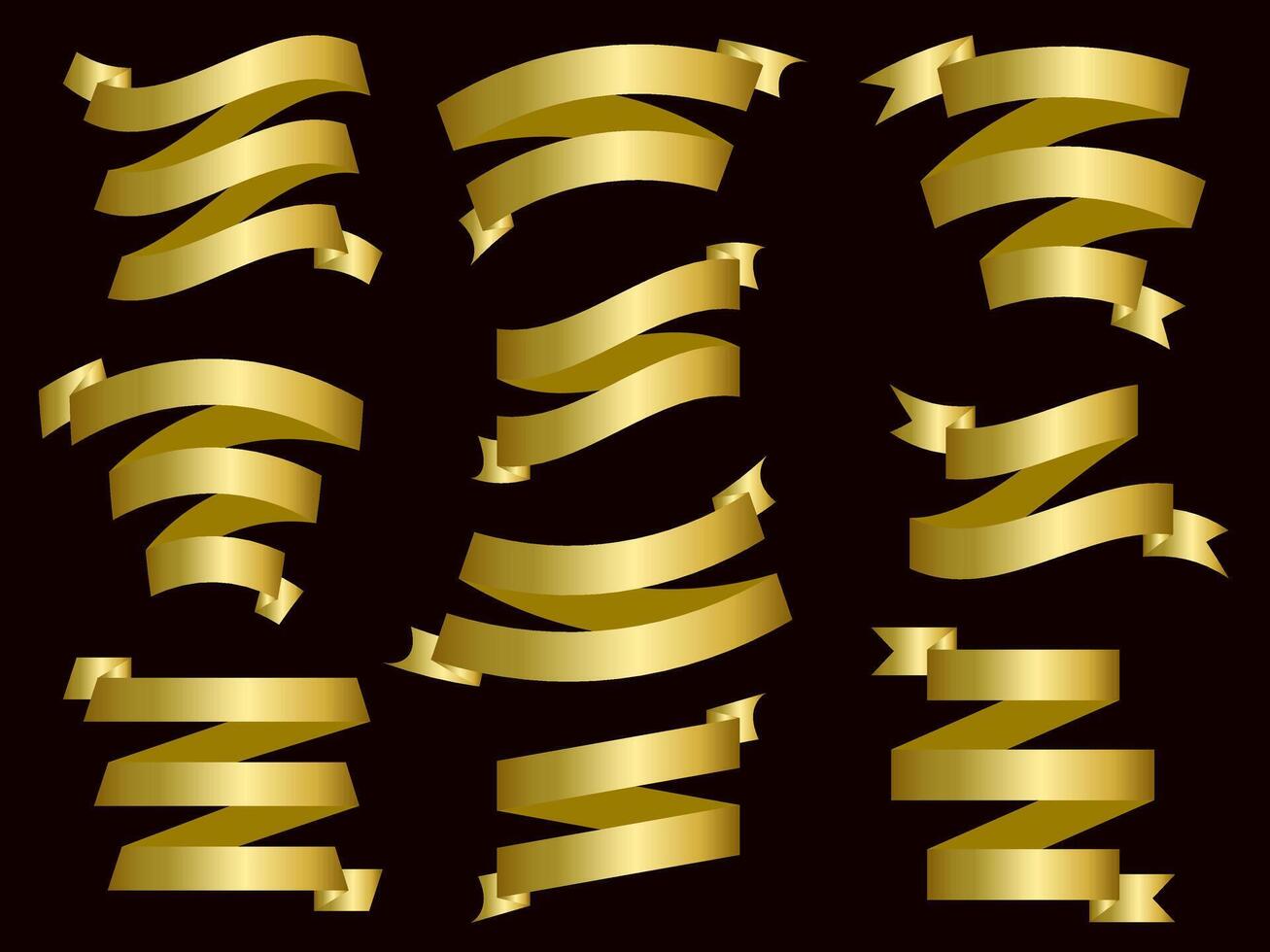 golden Farbe Band Elemente. Gold Gliederung modern einfach Bänder Sammlung. eben Banner Band zum dekorativ Design. Bänder, Banner, Abzeichen, Etiketten Design Elemente. vektor