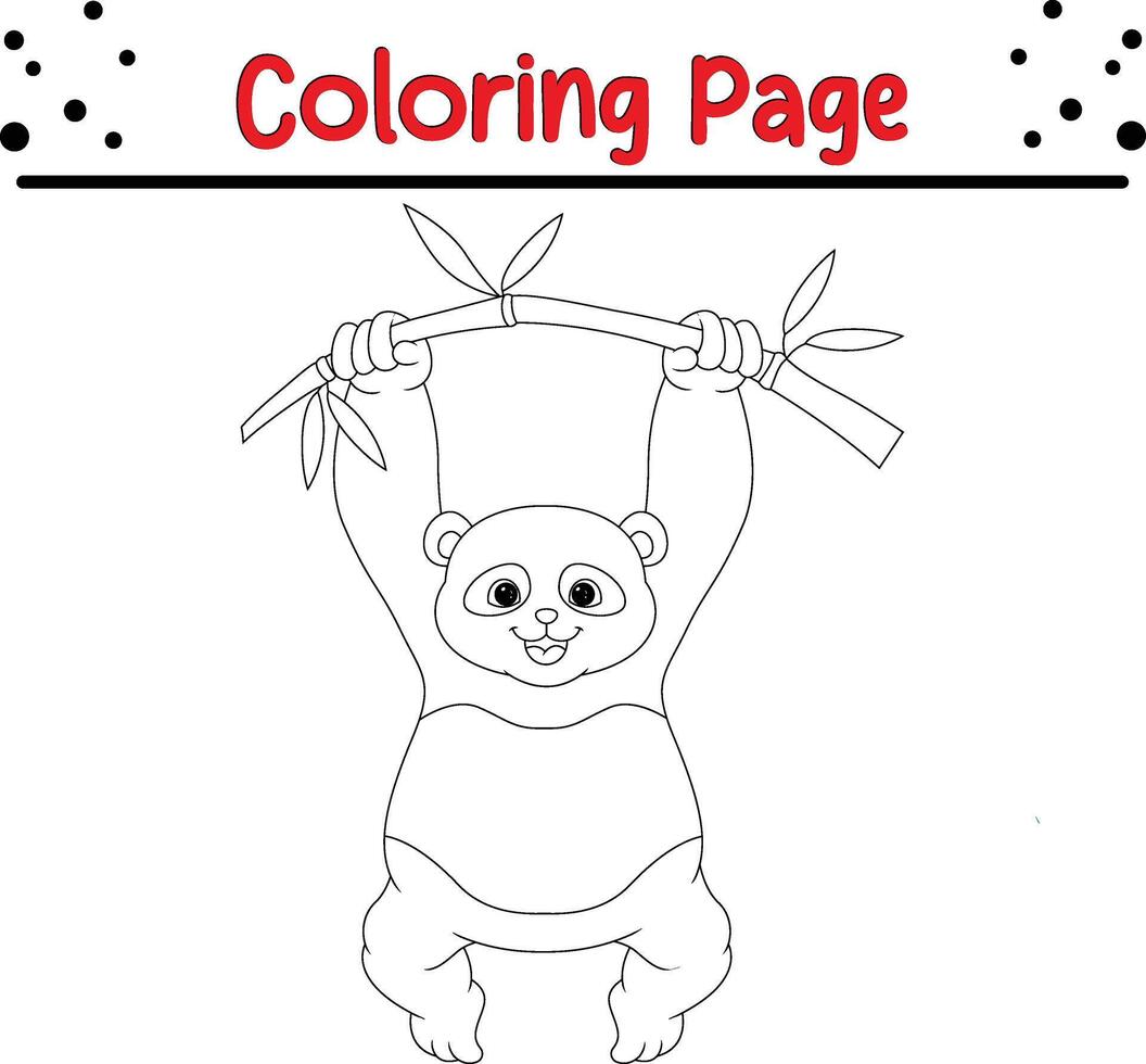 söt panda innehav bambu färg bok sida för ungar. vektor