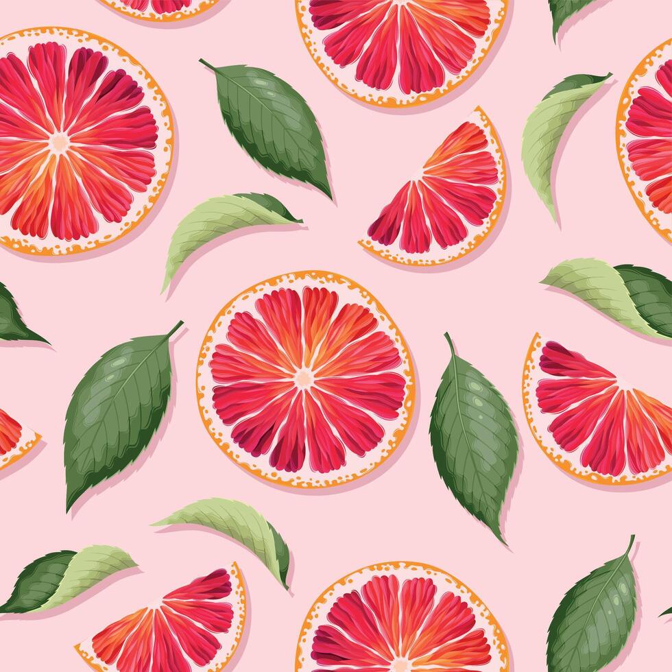 nahtlos Muster mit Grapefruits, Scheiben und Blätter vektor