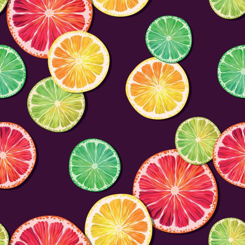 nahtlos Muster mit Zitrone, Limette und Grapefruit Scheiben vektor