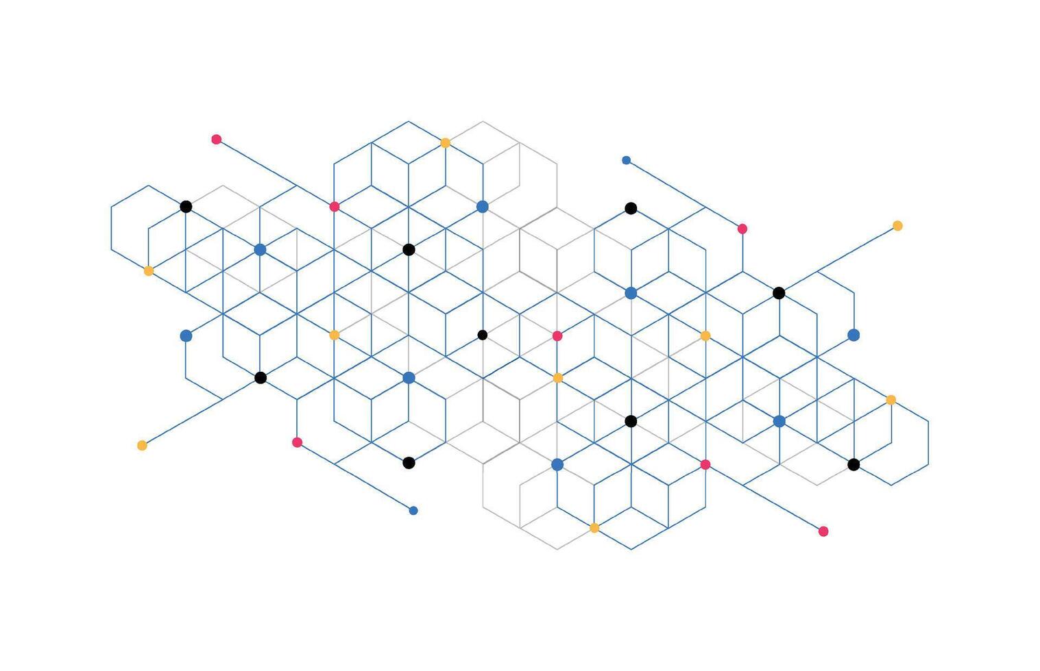 abstrakt geometrisk lådor mönster punkt linje förbindelse bakgrund. modern teknologi med fyrkant maska. geometrisk på vit bakgrund vektor